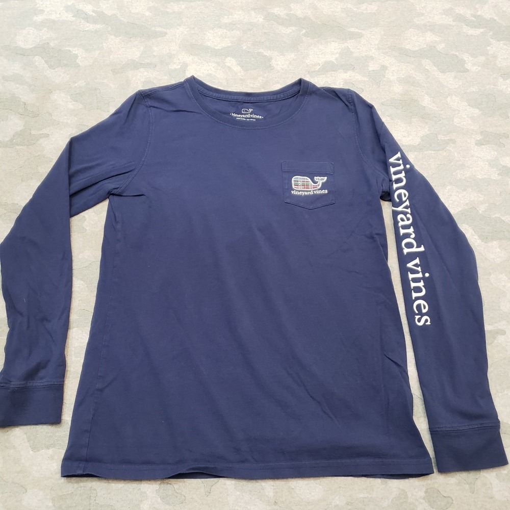 Vineyard Vines Top Womens XS‎ Blue Pullover Pockets Long Sleeve